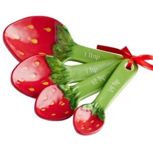 Strawberry Pattern Measuring Spoon Ceramic Set of 4